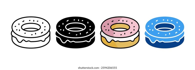 Bagel Icon Set Multiple Style Collection