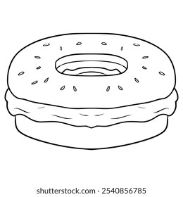 bagel illsutratio hand drawn outline vector