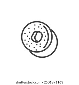 Bagel line icon. linear style sign for mobile concept and web design. Round bagel with a hole in the center outline vector icon. Symbol, logo illustration. Vector graphics