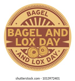 Bagel and Lox Day rubber stamp, vector Illustration