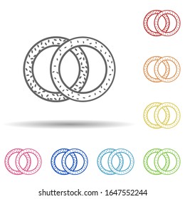 Bagel in multi color style icon. Simple thin line, outline vector of fast food icons for ui and ux, website or mobile application