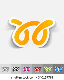 bagel paper sticker with shadow. Vector illustration