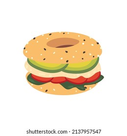 bagel sandwich design over white