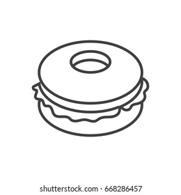 Bagel Sandwich Line Icon.