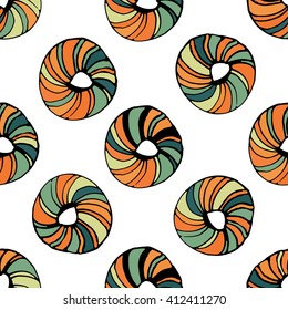 Bagel seamless pattern hand drawn illustration. Can be used for t-shirt, banner, card and other design projects.