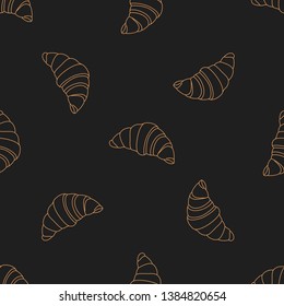 Bagel seamless pattern with icons. Style Outline. illustration on the theme of bakery products and bread baking. Vector background.
