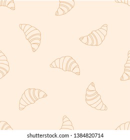 Bagel seamless pattern with icons. Style Outline. illustration on the theme of bakery products and bread baking. Vector background.