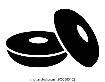 Bagel sliced in half flat vector icon for food apps and websites