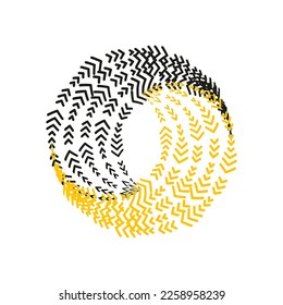 bagel with yellow, black arrows vector isolated illustration