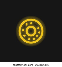 Bagel Yellow Glowing Neon Icon