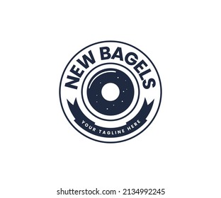 Diseño de logotipos de Bagels y Donut con tipografía moderna creativa y colores negros