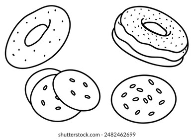 Bagels food line art offering modern artistic food flair
