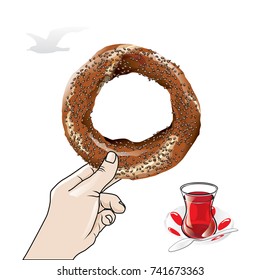bagels and hand vector