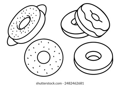 Bagels line art showcasing vibrant bakery appeal