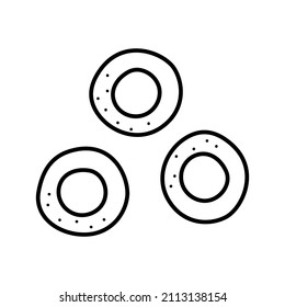 Bagels with poppies. Vector doodle illustration of dry bublik, traditional Russian cookies.
