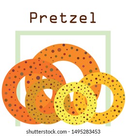 Bagels with poppy and sesame seeds flat design. Vector illustration of bakery products. Eating fresh and tasty bread.