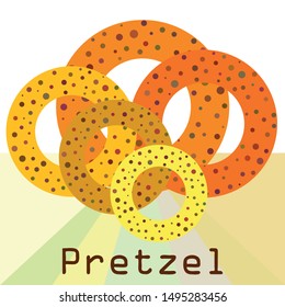 Bagels with poppy and sesame seeds flat design. Vector illustration of bakery products. Eating fresh and tasty bread.