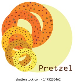 Bagels with poppy and sesame seeds flat design. Vector illustration of bakery products. Eating fresh and tasty bread.