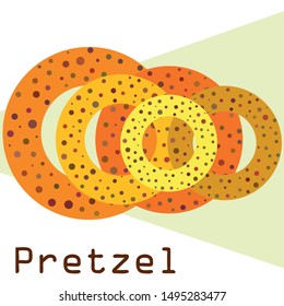Bagels with poppy and sesame seeds flat design. Vector illustration of bakery products. Eating fresh and tasty bread.