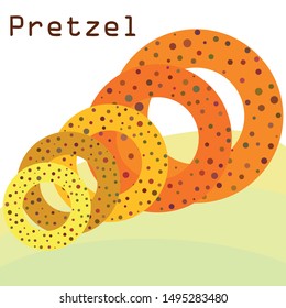 Bagels with poppy and sesame seeds flat design. Vector illustration of bakery products. Eating fresh and tasty bread.