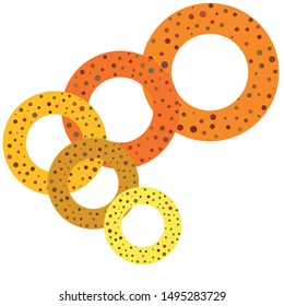 Bagels with poppy and sesame seeds flat design. Vector illustration of bakery products. Eating fresh and tasty bread.