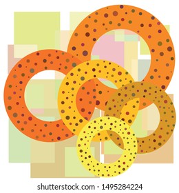 Bagels with poppy and sesame seeds flat design. Vector illustration of bakery products. Eating fresh and tasty bread.