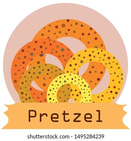 Bagels with poppy and sesame seeds flat design. Vector illustration of bakery products. Eating fresh and tasty bread.