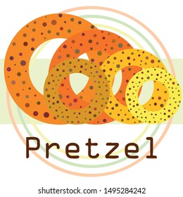 Bagels with poppy and sesame seeds flat design. Vector illustration of bakery products. Eating fresh and tasty bread.