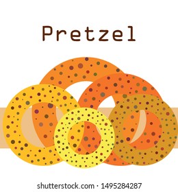 Bagels with poppy and sesame seeds flat design. Vector illustration of bakery products. Eating fresh and tasty bread.