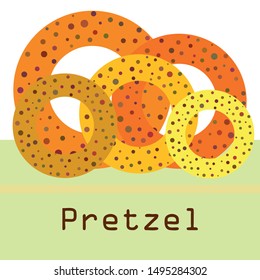 Bagels with poppy and sesame seeds flat design. Vector illustration of bakery products. Eating fresh and tasty bread.