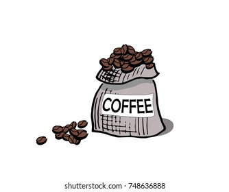 Bagful of coffee beans illustration