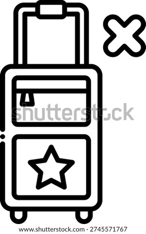 Baggage Allowance Icon: Suitcase with Cross Symbol Design