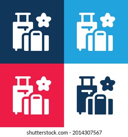 Baggage blue and red four color minimal icon set