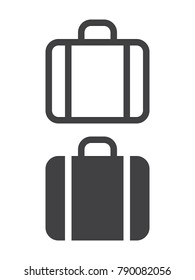 Baggage, briefcase simple icon, line and solid version, outline and filled vector sign, linear and full pictogram isolated on white. Portfolio symbol, logo illustration, pixel perfect vector graphics