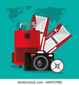 baggage camera tickets time travel vacations trip icon. Colorful design. Vector illustration