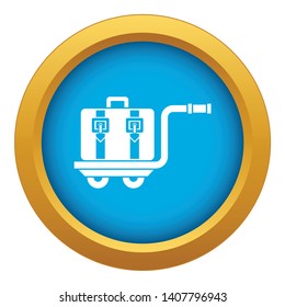 Baggage cart icon blue vector isolated on white background for any design