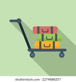 Baggage cart icon flat vector. Ground support. Cargo truck