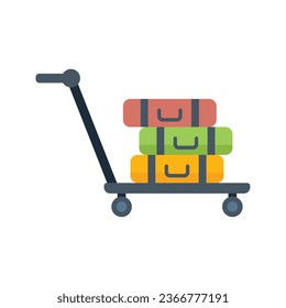 Baggage cart icon flat vector. Ground support. Cargo truck isolated