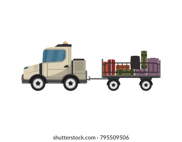 Baggage cart isolated vector icon. Passenger airport ground technics, aviation terminal logistics and infrastructure vector illustration.