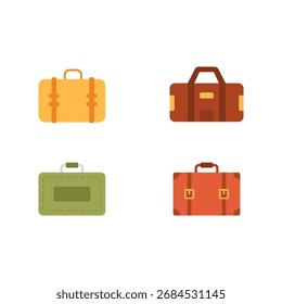 Baggage case set. Travel bag vector set. Luggage icon set. Baggage flat sign.