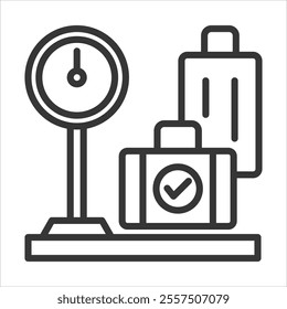 Baggage Checks Outline Icon Vector Illustration