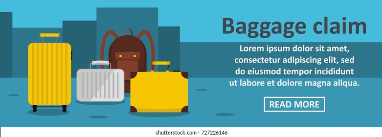 Baggage claim banner horizontal concept. Flat illustration of baggage claim banner horizontal vector concept for web design