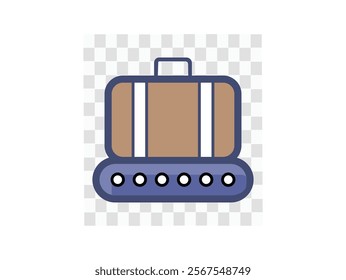 Baggage Claim. Conveyor Belt With Luggage In Airport Travel bags vector set Baggage Airport People Briefcase. Icon with reflection on white background. Air Travel Thin Line Icons  Editable Stroke