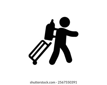 Baggage Claim. Conveyor Belt With Luggage In Airport Travel bags vector set Baggage Airport People Briefcase. Icon with reflection on white background. Air Travel Thin Line Icons  Editable Stroke