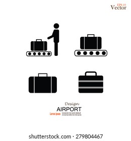 Baggage Claim Direction Sign.man With Bag Icon.vector Illustration.