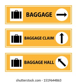 Baggage claim Icon or sign pointers for navigation in airport, professional graphic vector illustration optimized for large anв small size. isolated on white background.