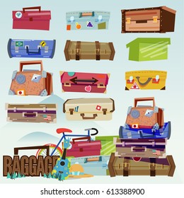 Baggage collection set. traveler concept - vector illustration