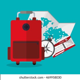 baggage compass ticket map time travel vacations trip icon. Colorful design. Vector illustration