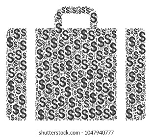 Baggage composition of american dollars. Vector dollar pictograms are organized into baggage composition.