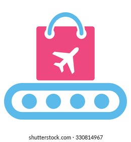 Baggage Conveyor vector icon. Style is flat bicolor pink and blue symbol, rounded angles, white background.